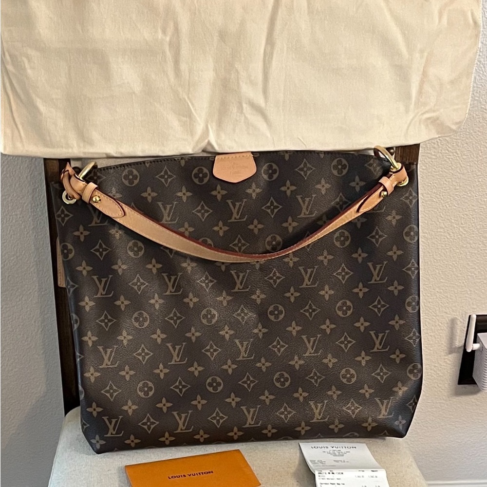 Louis Vuitton Monogram Canvas Shoulder Bag with Natural Vachetta and Red Trim - Picture 11 of 16